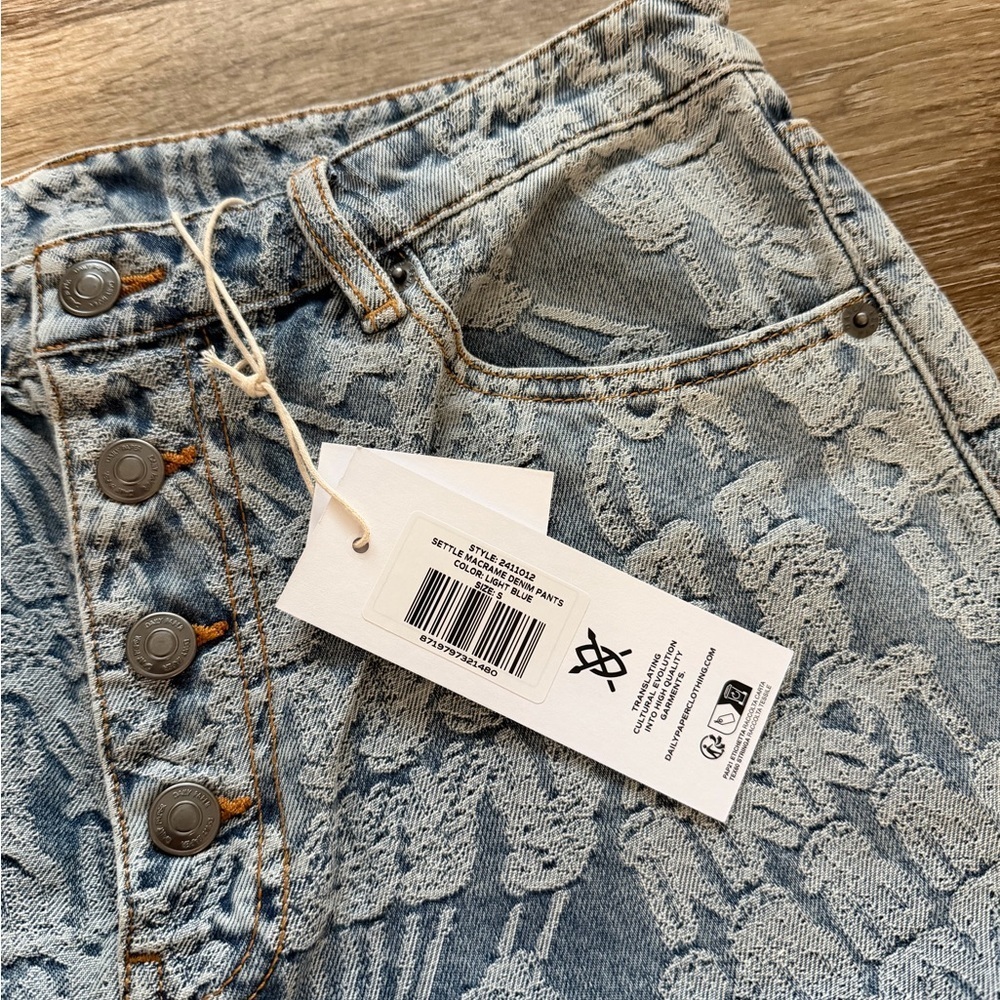 Daily Paper NWT Settle Macramé Jacquard Straight Leg Jeans Size 32 - Picture 4 of 10